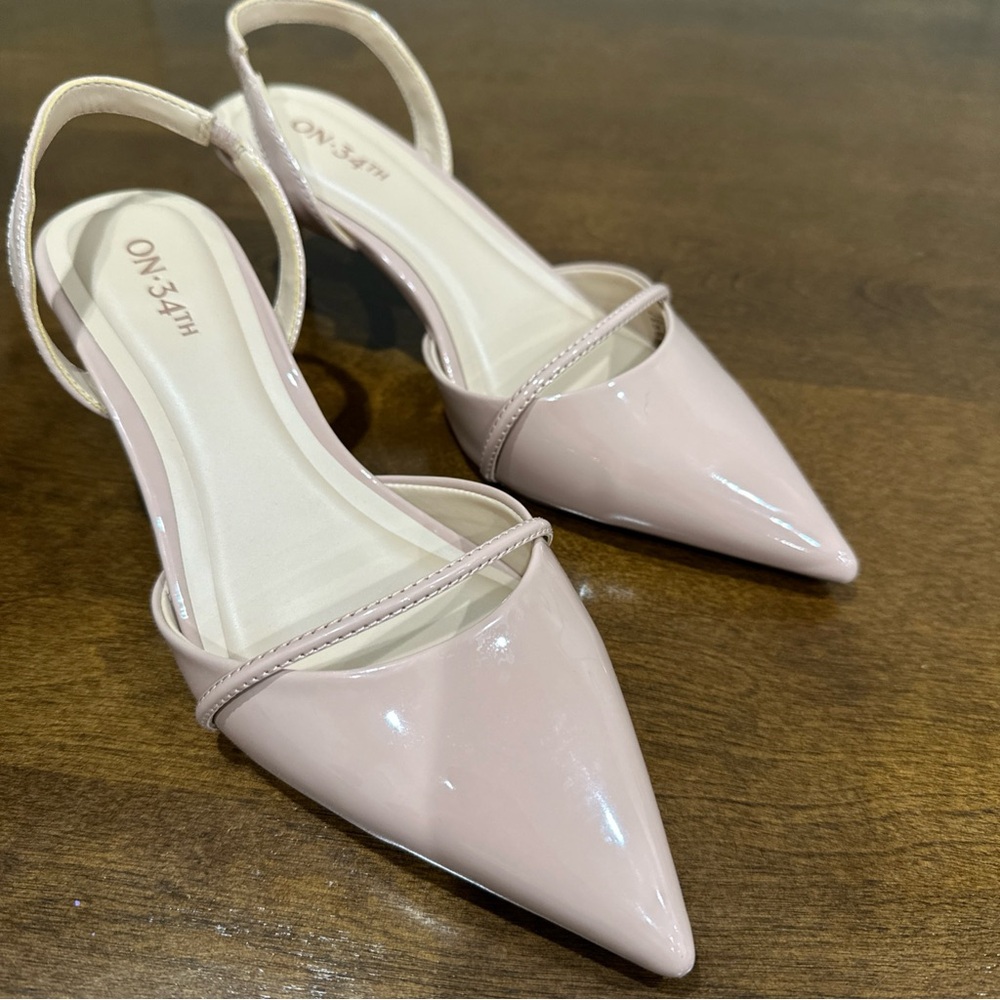 ON-34th Blush Pointed Toe Slingback Heels